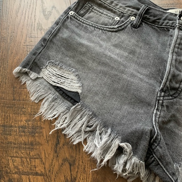 Free People Grey Denim Cutoffs - Picture 2 of 8